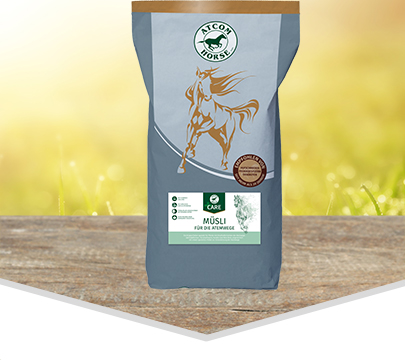 Atcon Horse Müsli für Pferde Atcon Horse Müsli für Pferde in einer grauen Verpackung mit einem Pferdemotiv.