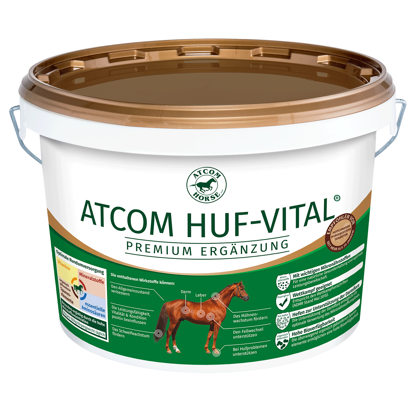 ATCOM HUF-VITAL, unpelletiert, Mineralfutter zur Verbesserung der Hufqualität, 10 kg